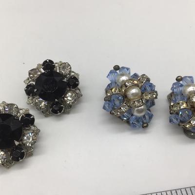 Vintage Glass Beaded Rhinestone Earrings