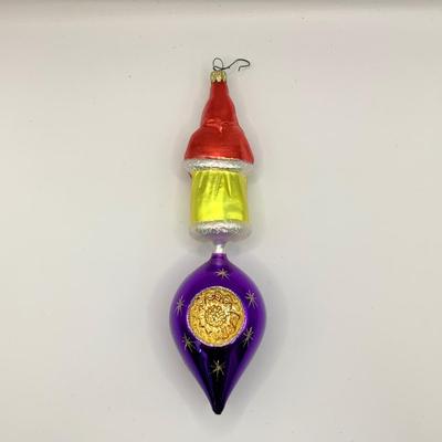 1466 Christopher Radko Santa on Top of Purple Drop Glass Ornament