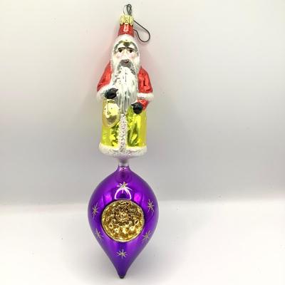 1466 Christopher Radko Santa on Top of Purple Drop Glass Ornament