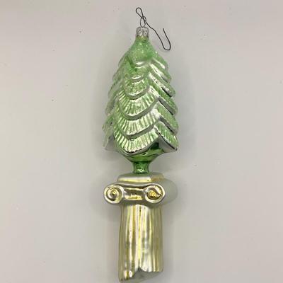1468 Christopher Radko Tree on Greek Column Glass Ornament 8"