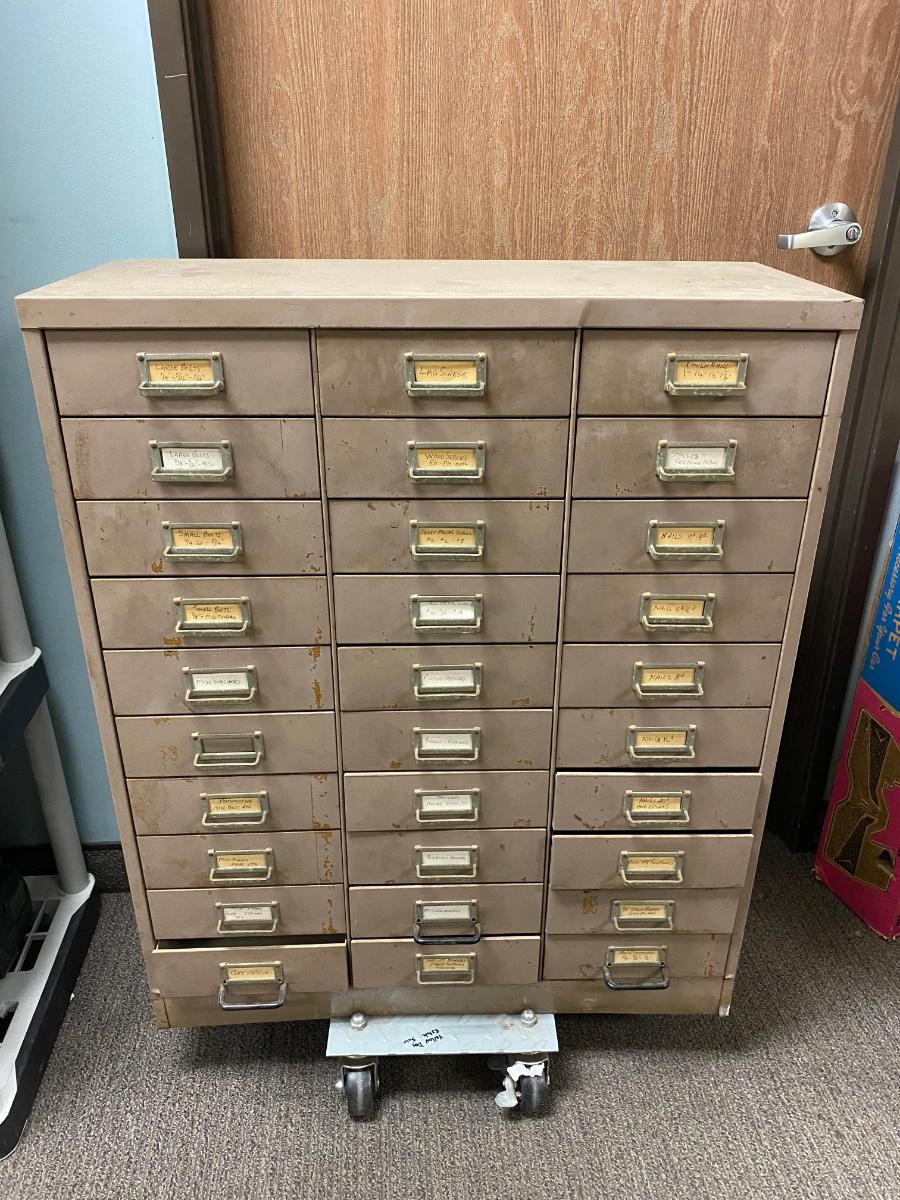 Large Vintage Storage 30 Drawer Steel Cabinet EstateSales
