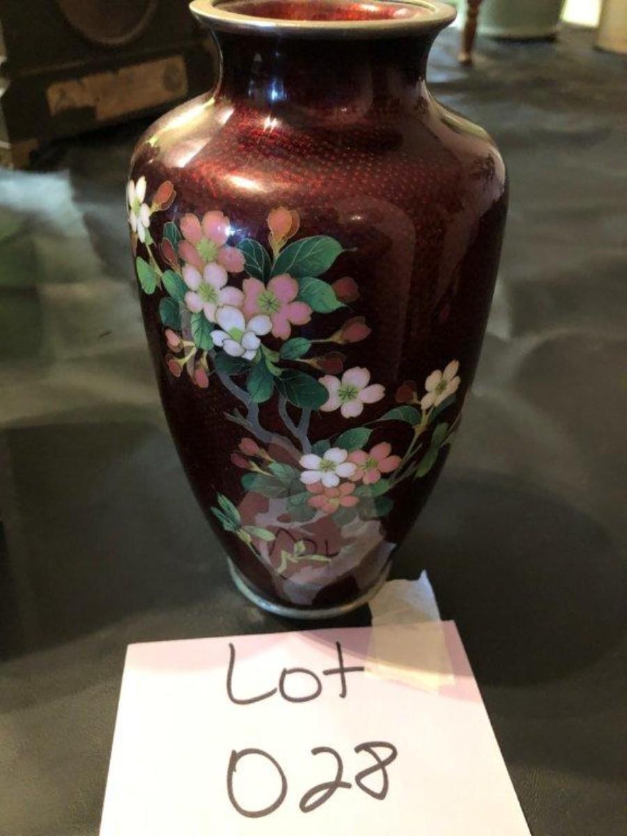 Hand Painted Japanese Cased Glass Vase with