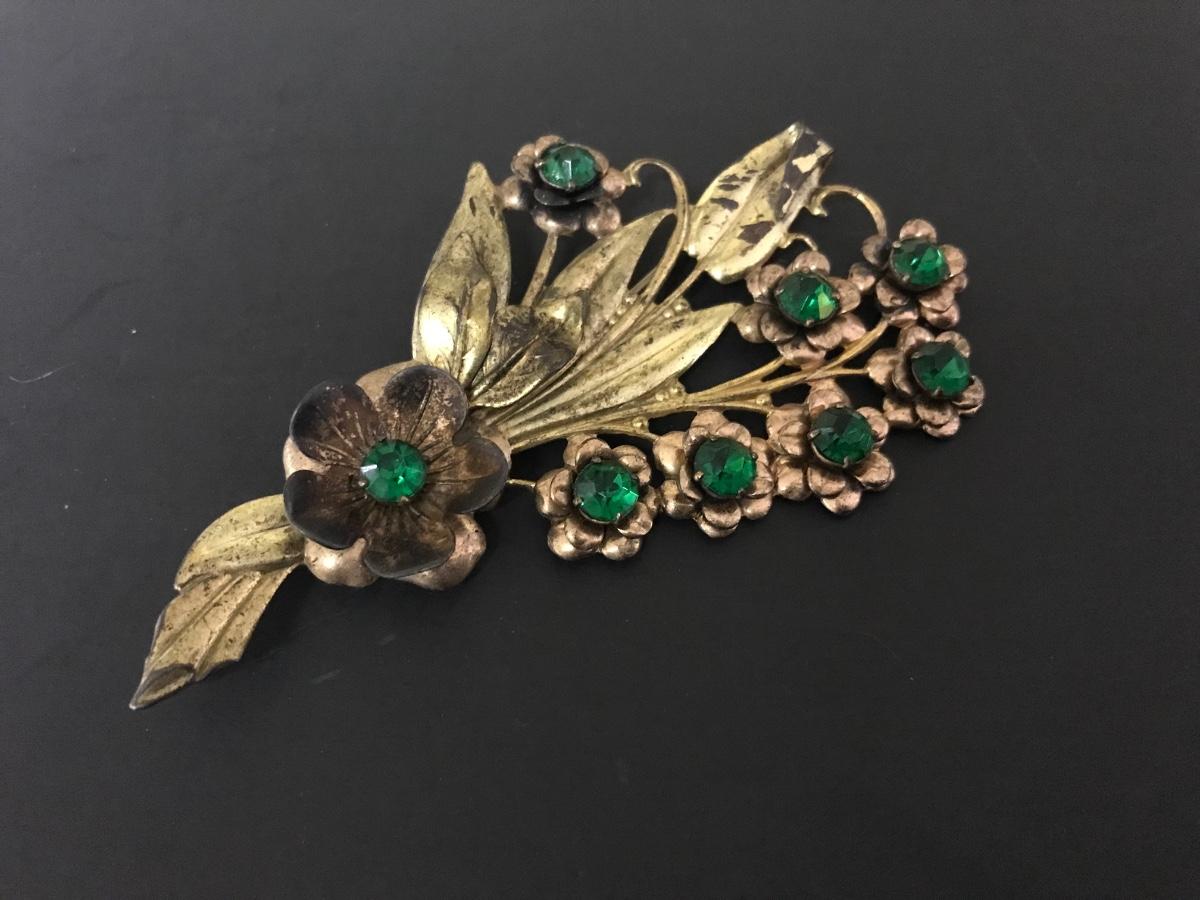 Broche Insecte Antique En Argent Sterling Et Quartz - œil-de-tigre