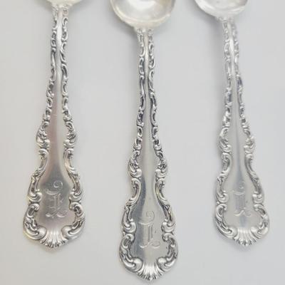 3 1891 GRHAM STERLING SILVER SPOONS - LOUIS XV PATTERN