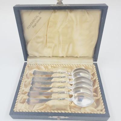 ANTIQUE COHR DENMARK STERLING SET OF 6 SPOONS W/ CASE