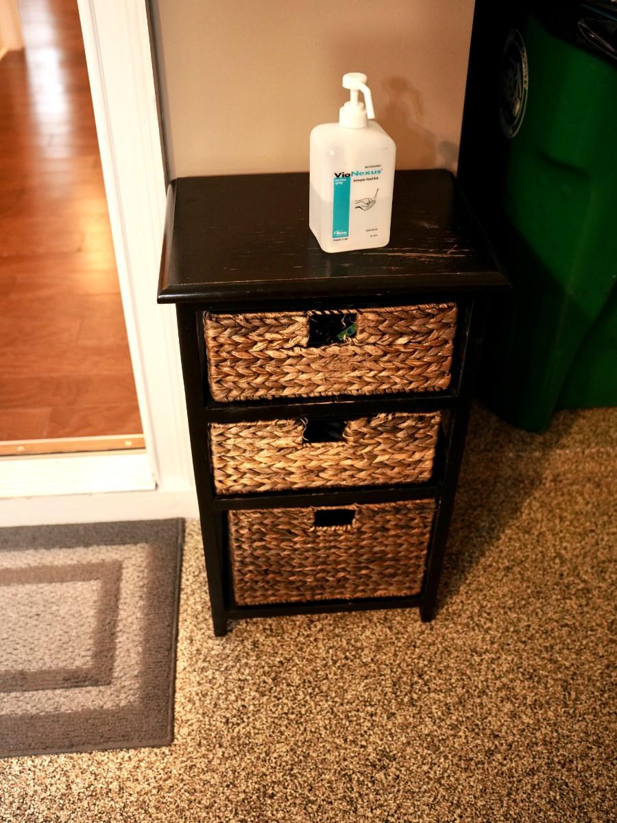 Small Wood Table with Rattan Drawers | EstateSales.org