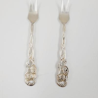 2 A B NILS-JOHAN SWEDEN NICKEL SILVER COCKTAIL FORKS