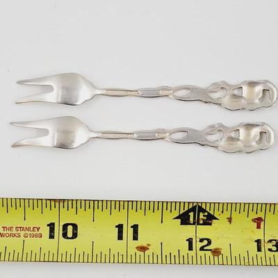 2 A B NILS-JOHAN SWEDEN NICKEL SILVER COCKTAIL FORKS