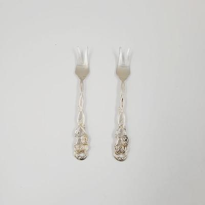 2 A B NILS-JOHAN SWEDEN NICKEL SILVER COCKTAIL FORKS