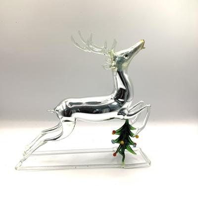 1476 Vintage German Mercury Glass Deer Decor  w/ Tree