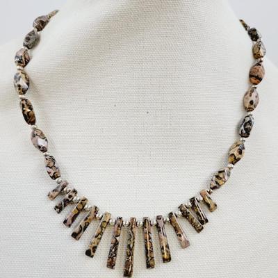 HANDCRAFTED LEPARDSKIN JASPER & SILVER NECKLACE