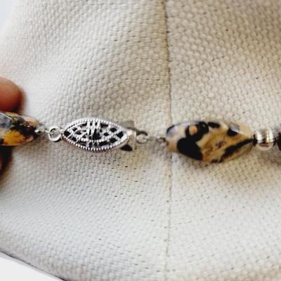 HANDCRAFTED LEPARDSKIN JASPER & SILVER NECKLACE
