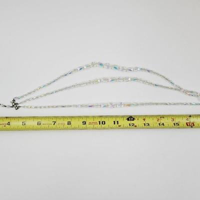BEAUTIFUL VINTAGE IRIDESCENT CRYSTAL STYLE NECKLACE