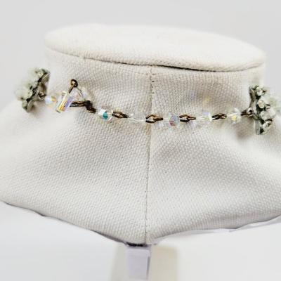 BEAUTIFUL VINTAGE IRIDESCENT CRYSTAL STYLE NECKLACE
