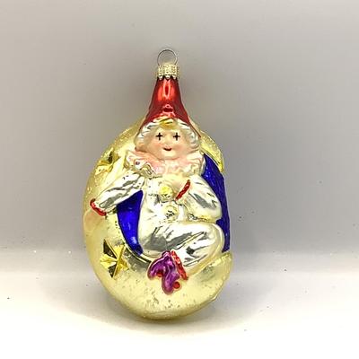 1485 Christopher Radko 1993 Mooning Over You Clown Glass Ornament