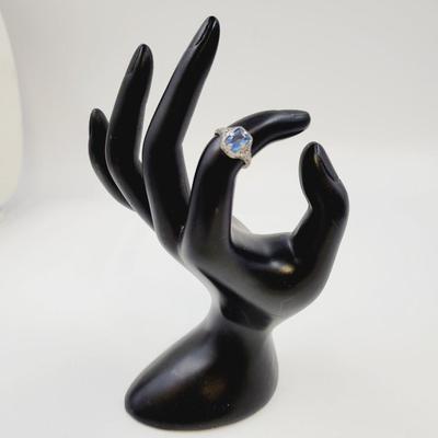 OSTBY & BARTON ANTIQUE STERLING LADIES BLUE SAPHIRE RING