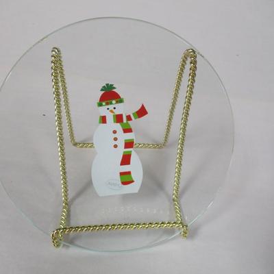 The Pampered Chef 4 Round Snowmen Appetizer Plates