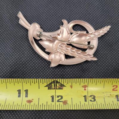 LOVELY ANTIQUE STERLING SILVER ART DECO FLORAL STALK BROOCH