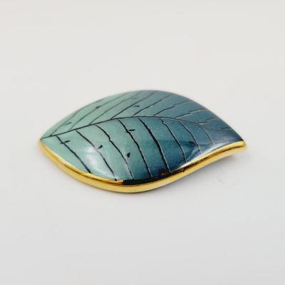 DAAMAN MILLIFORE PORCELAIN LEAF ART BROOCH