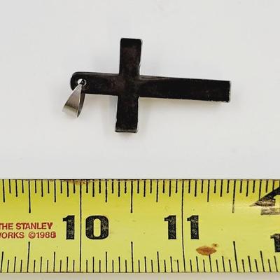 HEMATITE & SILVER JESUS ON THE CROSS PENDANT