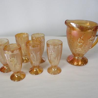 Jeanette Glass Tea Pitcher With Glasses