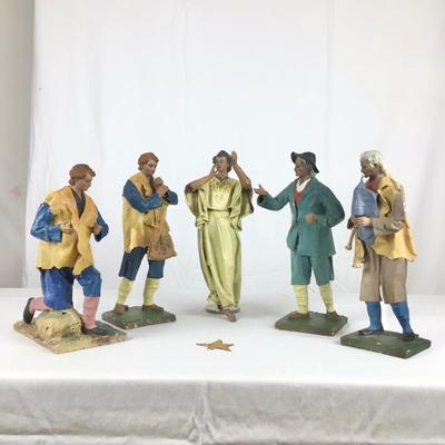 Lot. 1488. Set of 5 Italian Paper Mache Nativity Figurines