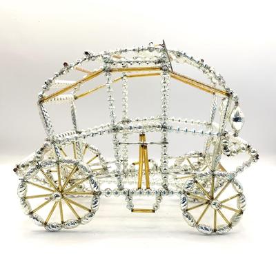 1490 Vintage Large Mercury Glass Carriage Ornament