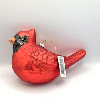 1492 Large Red Cardinal Glass Ornament