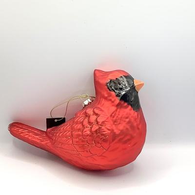 1492 Large Red Cardinal Glass Ornament