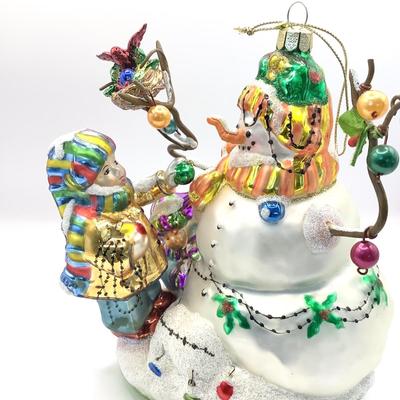 1493 Large Glass Snowman Ornament