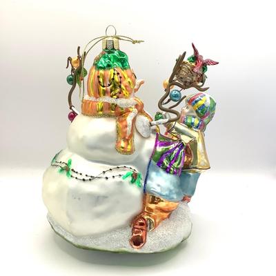 1493 Large Glass Snowman Ornament