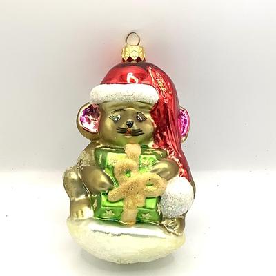 1496 Christopher Radko 1998 Mouse Wrap Glass Ornament