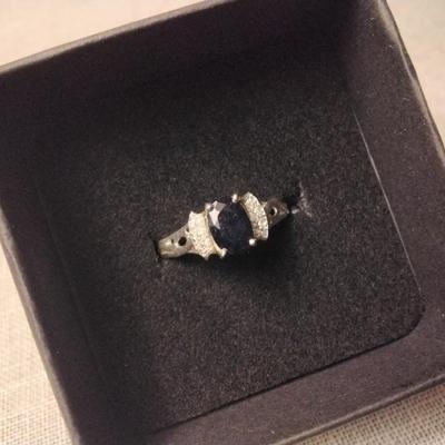 .45ctw Blue Sapphire & H-SI Diamond 925 Sterling Silver Ring Size 7