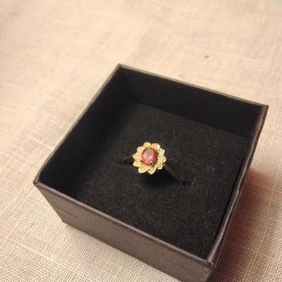 Ruby and Diamond Ring 14k/925 Size 7.5
