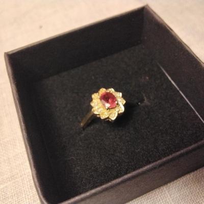 Ruby and Diamond Ring 14k/925 Size 7.5