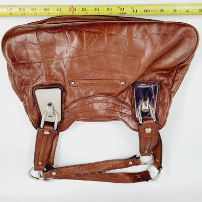 B. MAKOVSKY BROWN CROC EMBOSSED HANDBAG
