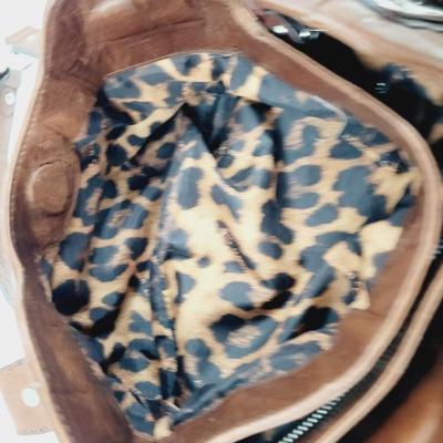 B. MAKOVSKY BROWN CROC EMBOSSED HANDBAG