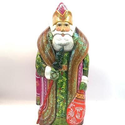 1545 Handpainted Wooden Russian Saint Santa Figure