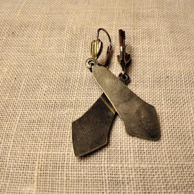 Vintage Enamel Sterling Silver Leverback Earrings