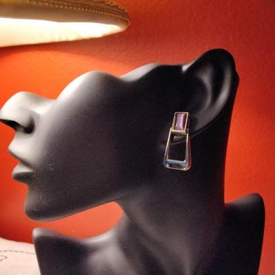Smoky Amethyst Enamel Earrings