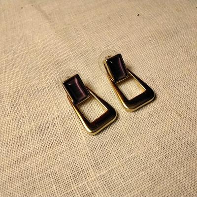 Smoky Amethyst Enamel Earrings