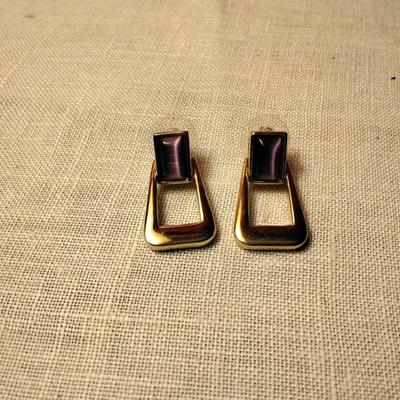 Smoky Amethyst Enamel Earrings