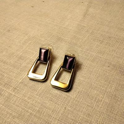 Smoky Amethyst Enamel Earrings