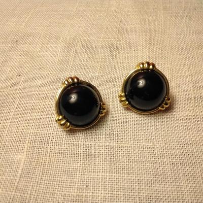 Elegant Black Button Earrings