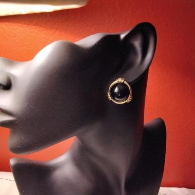 Elegant Black Button Earrings