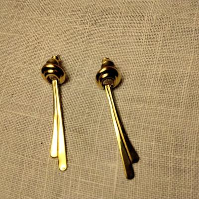 Unique Gold Tone Dangle Earrings