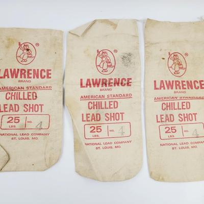 VINTAGE LAWRENCE BRAND CANVAS LEAD SHOT BAGS - 3 PC