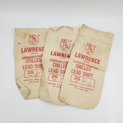 VINTAGE LAWRENCE BRAND CANVAS LEAD SHOT BAGS - 3 PC