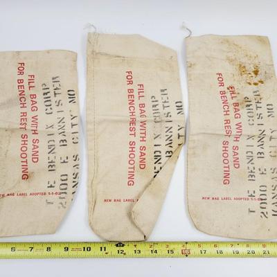 VINTAGE LAWRENCE BRAND CANVAS LEAD SHOT BAGS - 3 PC