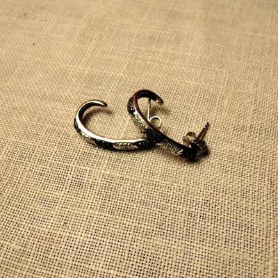 06ctw Fancy Black & H-SI Diamond 925 Sterling Silver Earrings